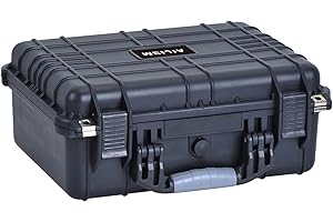 MEIJIA Waterproof Portable Hard Case,Compact Camera Case with Customizable Fit Foam, Black, 36 x 32 x 15 cm