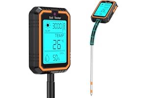 ROCKETEK Testeur d'humidité pour Plantes 4 en 1 avec PH/Température/Humidité/Lumièr, Numérique Testeur PH Sol avec Deux sondes pour Jardinage/Ferme/Pelouse/Plantes d'intérieur et d'extérieur, Charge USB-C