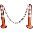 SAFETYZONE Spring Parking Post Orange With 3 White Reflective Tape and 2 Meters S hook Safety Chain Posts Flexible Road Cone Traffic Highly Flexible