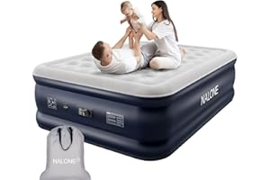 NALONE King Air bed, Inflatable mattress with Built in Pump, 203x152x46cm Double Blow Up Mattress in 3 Mins Self-Inflation/Deflation, Portable air mattress for Home, Travel & Camping (Double/Queen)