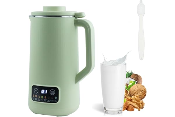 TOWEBOORY Machine à Lait Végétaux, Machine à Lait de Noix Automatique 600ml avec 10 Lames Démarrage Différé/Maintien au Chaud/Autonettoyant Blender Chauffant pour Noix Soja et Céréales (Vert)