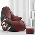 Biggie Bean Bag with Beans Filled 4XL Bean Bag with Free Cushion and Footrest - Official : GraphicRetreat Combo (Matching Color : Printed, I am not Shouting - Maroon Black)