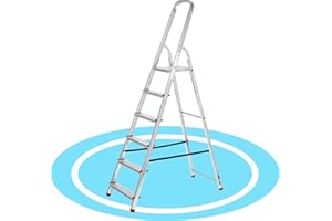 packer PRO Escaleras Plegables Aluminio de Tijera Super Resistente hasta 150Kg, Acero y Aluminio Antideslizantes, Altura de Trabajo hasta 310cm, 6 Peldaños