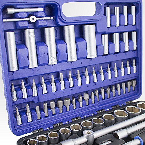 108 Teiliges Werkzeugkoffer Knarrenkasten Werkzeugset Werkzeugkasten Ratschenkasten Steckschlüssel Bit Imbus Werkzeug Set - 3