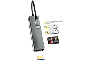 HOYULLI Adattatore USB C A HDMI (6in1)per Apple IPhone 15 Pro Max Hub SD TF Micro SD Schede Lettore USB OTG 3.0 Cavo Type C Alimentato Adattatori MacBook Display Docking Station Per iPad Multiporta PC Adapter