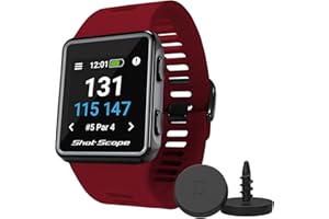 SHOT SCOPE TECHNOLOGIES Shot Scope V3 GPS Golf Watch - Automatic Shot Tracking - F/M/B + Hazard Distances - Strokes Gained - 100+ Statistics, 36,000+ Pre-Loaded Worldwide Courses - No Subscriptions