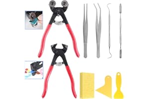 Glarks Lot de 9 outils pour mosaïque, 2 pinces robustes à roulettes et pinces coupe-carreaux