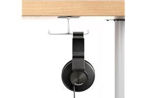 Headphone Hanger - 6amLifestyle Aluminum Headset Stand Holder, Stick-On 3M Adhesive Hanger Under Desk Headphone Mount for Sennheiser, Sony, Bose, Beats, AKG, Gaming Earphones...
