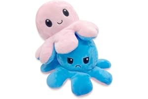 FASTEXX Octopus Reversible Plushies, Express Your Mood with our Double-Sided Flip Mood Octopus Plush, Reversible Octopus Plushie is Sweetest Gift for all Kids, Friends, Family on Any Occasionn (Blue)