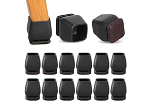 RCHYFEED Square Chair Leg Floor Protectors, 24Pcs Black Silicone Chair Leg Floor Protectors, 0.75-1.25 inch Chair Leg Caps, Furniture Cup with Felt Pads, No Scratches and No Noise（0.75"Square）