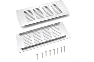 WJUAN 2 Pcs Air Vent Grille Cover, 200 mm Black Square Aluminum Alloy Black Vent Cover for Cupboard Wardrobe Ventilation (Silver)