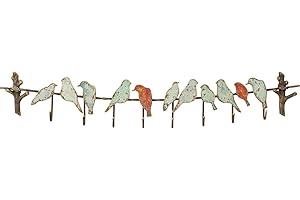 Kare Design Appendiabiti Da Parete Bird Party, Uccelli, Ottone/Multicolore, 19X102X6Cm, 8 Ganci, Stile Vintage, Decorazione, Corridoio,
