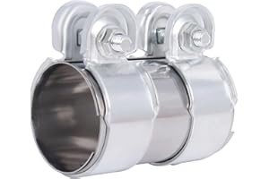 POWEKA Morsetto per tubo di scappamento, doppio morsetto di scarico Ø 50 mm x 95 mm con 2 fascette di scarico