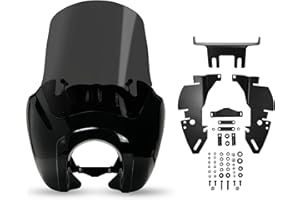 Krator Black & Smoke Tall Fairing Windshield Club Style Kit Compatible with Harley-Davidson Dyna, Super Glide T-Sport FXDXT, FXR
