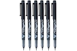 Pilot SW-VSP V Sign Pen Lot de 6 stylos à encre liquide et pointe en fibre moyenne 2 mm Largeur de ligne 0,6 mm