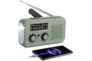 Anluomafuy Radio Solaire d’Urgence, Radio à Manivelle Auto-alimentée, Portable Météo AM/FM/WB avec Batterie Rechargeable 2000mAh, Poche LED, SOS, Recharge du Téléphone, pour Randonnée et l'Extérieur