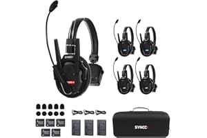 SYNCO XTalk XPro 2.4GHz Wireless Intercom System Headset Full Duplex Random Master Design 1640ft/500m 24H Battery (XPro5 (5PCS))