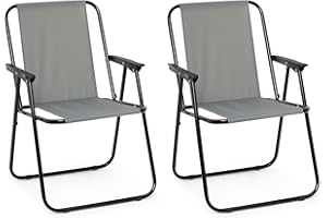 IntimaTe WM Heart Chaise de Camping Fauteuil Pliable, Chaise de Plage Confortable, Chaise Longue Portable, Lot de 2 Chaise, Charge Maximale de 90 kg (Gris)
