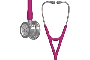 3M Littmann Cardiology IV Fonendoscopio para diagnóstico, campana de acabado estándar, tubo color frambuesa y vástago y auricular de acero inoxidable, 68,5 cm, 6158