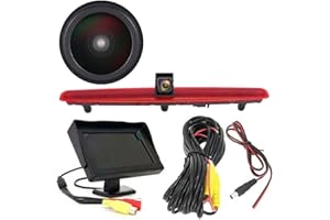 BERLINGAN 18mm Linse Top Qualität Auto Drittes Dach Original-Bremslicht-Rückfahrkamera, Ersatz für VW T5 Bus Transporter Multivan Caravelle Business mit Heckklappe 2003-2015 Bj (mit 4.3 Zoll Monitor)