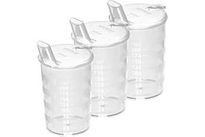 HansaGT Medical Erwachsenen Schnabelbecher mit Trinköffnung – 200ml Trinkbecher mit Deckel, 3 Stück mit Trinköffnung, ideal für Kinder und Senioren, Farbe wählbar (Transparent)