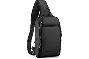VARLIVOO Moda Zaino Monospalla da Uomo Borse a Spalla Sling Bag con USB Port Crossbody Bag Multi Tasche Sling Backpack Affare Viaggio Escursionismo Impermeabile Poliestere Nero