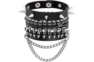 Eigso Bracciale In Pelle Da Motociclista Punk Rock Con Borchie A Spillo In Metallo Nero Per Uomo Donna