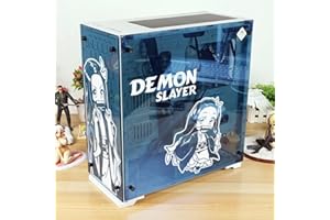 TENSUKA Demon Slayer Anime-Aufkleber für PC-Gehäuse, Cartoon-Dekor-Aufkleber für ATX-Computer-Skin, wasserdichter Vinyl-Graffiti-Aufkleber, leicht entfernbar (weiß und weiß)