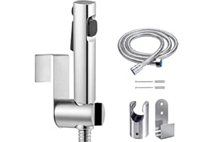 ABSOK Bidet Doccetta,Kit spruzzatore per bidet Ugello a doppio getto Ugello per pannolini in plastica ABS Set spruzzatore per pannolini per bambini con staffa per montaggio a parete per tubo flessibile