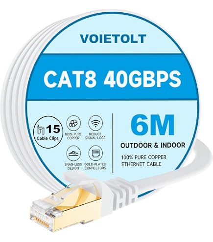 deleyCON 0,25m CAT 8.1 Cavo Patch (40 Gbps, 2000 MHz, Gigabit, Rame) Cavo LAN Cavo Ethernet Cavo