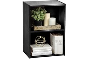 Iris Ohyama, Armario con baldas / Contenedor de madera con baldas / Librería / Mueble lateral, Diseño,Modular, Oficina, Casa - Basic Storage Shelf - CX-2 - Roble negro