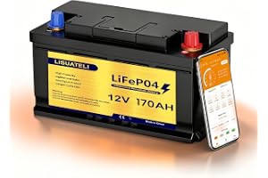 12 V 170 Ah självuppvärmande LiFePO4-batteri, inbyggd 150 A BMS, app-övervakning, djupcykel, litiumbatteri för husbil, solanl