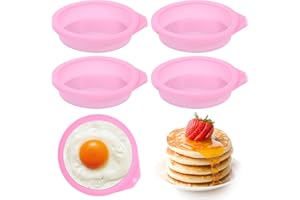 GREVOSEA 4 stampi per uova con friggitrice ad aria, accessori per friggitrice ad aria da 10,2 cm, stampi in silicone riutilizzabili, stampi antiaderenti per uova fritte, muffin, panini, colazione, cucina