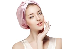 WORDTAIKI 22 Momme 100% Pure Mulberry Silk Sleep Cap for Women Hair Care,Double Layer Natural Silk Bonnet Shower Cap Hair Wrap for Sleeping,Silk Night Hat with Elastic Stay On Head For Wash/Makeup