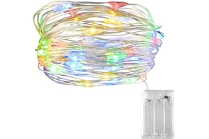 Dalugo Guirlandes lumineuses, guirlandes lumineuses 3M 30 LED à piles pour chambre de filles/garçons, mariage, anniversaire, Noël (Multicolore)