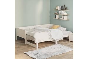 Norheim Sofá Extraíble Convertible en Cama Individual Divan Matrimonio de Madera Estructura de Diseño Moderno 2X(90x190) cm Blanco