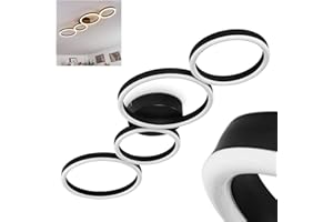 HOFSTEIN Lampa sufitowa LED Grasse, okrągła, nowoczesna lampa sufitowa z metalu/tworzywa sztucznego w kolorze czarnym/białym, 1-żarówkowa, 1500 lumenów, 3000 K, energooszczędna, 1 x LED 35 W