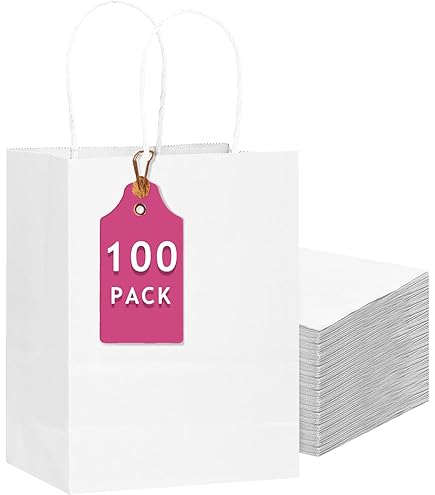 We Can Source It Ltd – Decomposable White SOS Kraft Paper Bags With Tape Handles – Medium Size Paper Bags – Fully Compostable, Biodegradable - View #2