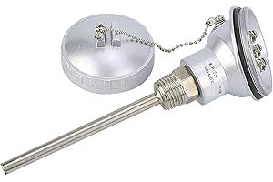 JEANOKO PT 50/100/200 / 400mm RTD opcional PT100 Sensor de temperatura Sonda de acero inoxidable 1/2 "NPT Rosca Termopar Cabezal de terminal(100mm)