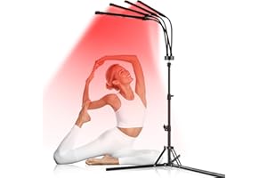 RELHAFETHY Red Light Lamp with Stand, 660NM&850NM Infrared Lamp with Tripod Design, 10/20/30 Mins Timer, 3 in 1 Chips 180LEDs Infrared Light for Home/Office Use