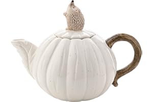Widdop and Co. - Country Living - Théière en céramique blanche émaillée hérisson. Décoration de maison idéale pour le thé, le café, les dîners et les fêtes de cuisine + pour les amoureux des animaux