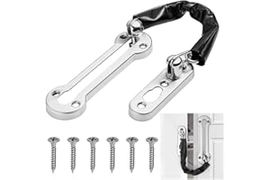 SUUOSL Door Chain Stainless Steel Lock for Front Door Security, Anti-Theft Safety Chain Lock with Sliding Bolt Guard,Heavy Duty Chain Lock for Door with 4 Screws for Home, Hotel & Apartment Use (Silver)