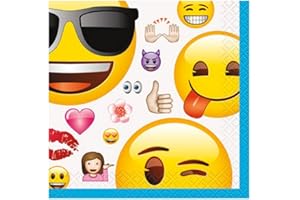 Unique Party 50600 - 5" Emoji Paper Napkins, Pack of 16