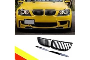 POETRYXIAO Rejilla de radiador Riñón Negro Brillante Puente único para BMW Serie 3 E90 E91 2005-2008, Adecuado para BMW Tuning