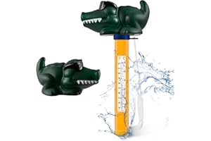 PYNTOP Pool Thermometer Easy to Read, Water Temperature Thermometer for Pools and Spas, Floating Swimming Pool Thermometer with String(Crocodile)