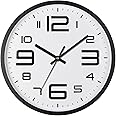 Qiccijoo Wall Clock 12-inch Silent Non-Ticking Round Wall Clocks Battery Operated Easy to Read for Home/Office/School/Kitchen/Bedroom/Living Room(White)