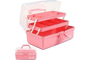Boffett Arzneimittel Box, Medikamenten Aufbewahrung, aufbewahrung medikamente, medizinkasten, Tragbarer Aufbewahrungsbehälter für Medikamente große Kapazität mit 2 Regalen (Rosa)