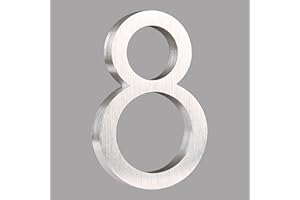 HASWARE Numero civico galleggiante 6 pollici (15 cm) Elegante porta numeri targa alfabeto Numeri indirizzo di casa (8, Argento)