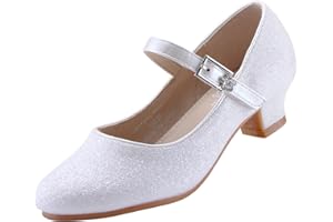 EIGHT KM Scarpe con Tacco Principessa Eleganti Lucente Comunione Cerimonia Ballerine Bambina Tacchi Ragazza EKM7015 Minerva Bianco 31
