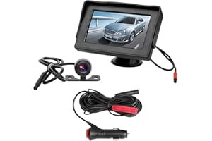 OBEST Cámara Marcha Atrás Coche Kit con Monitor 4.3", Cámara Trasera Coche y Pantalla Set, Camara Aparcamiento Coche Impermeable IP67 para Auto 12V, Fácil de Instalar